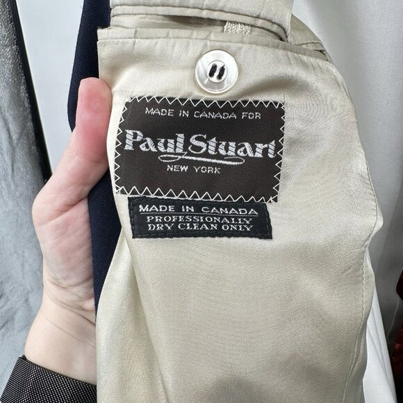 vintage 90s PAUL STUART jacket blazer sport coat two button wool tweed blue 38R - Picture 7 of 12